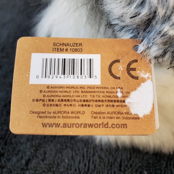 "Miyoni" Miniature Schnauzer Plush Toy by Aurora. 9 in - Picture 10 of 13